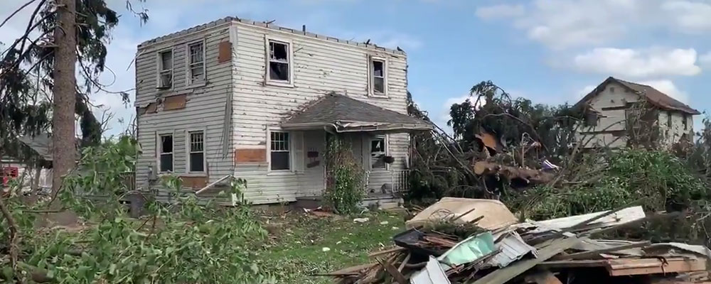 tornado damaged home