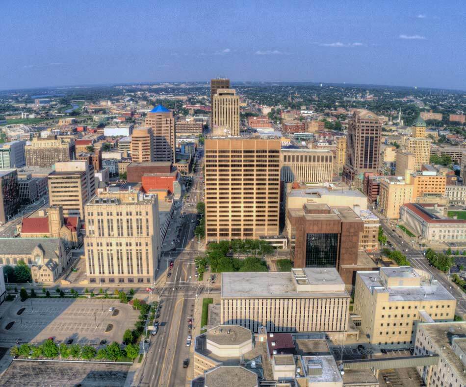 Downtown Dayton aerial view